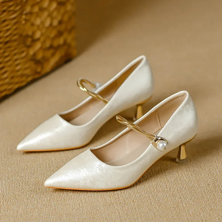 Eugenie | Pointed-Toe Pearl Heels