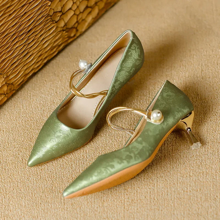 Eugenie | Pointed-Toe Pearl Heels