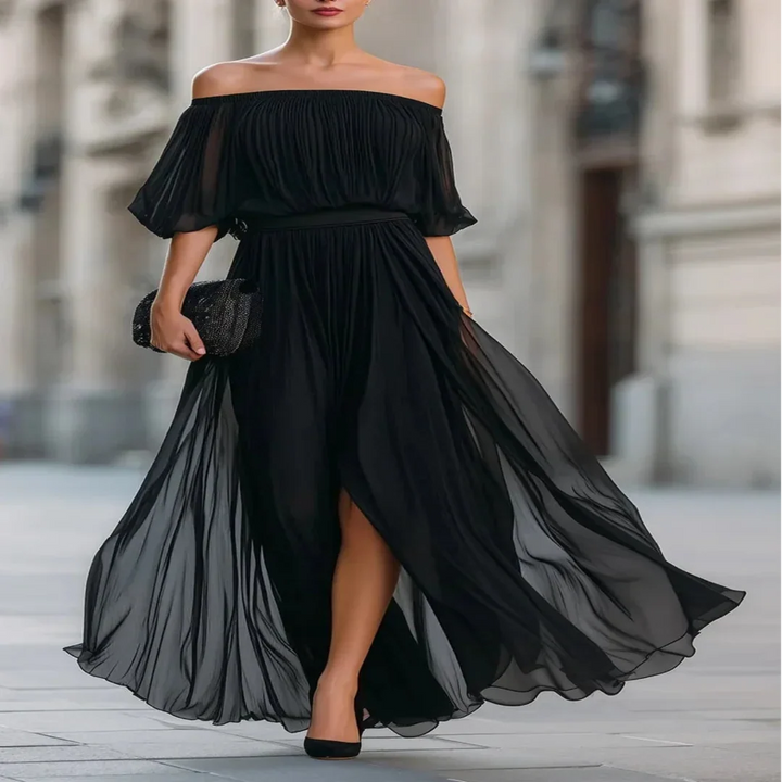 Angelique | Draped Off-Shoulder Maxi Dress