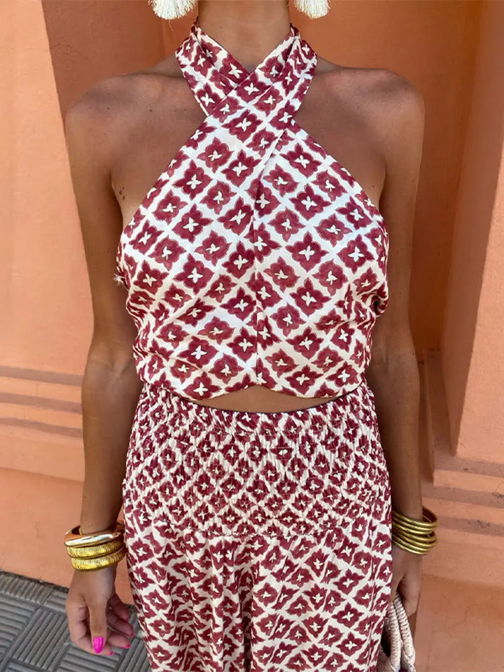 Hannah | Women's Halter Neck Printed Two-Piece Set