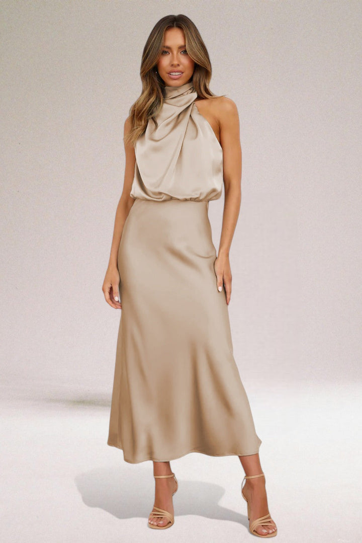 Seraphina | Draped Halter Evening Dress
