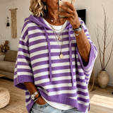 Paula | Striped Hooded Poncho Sweater