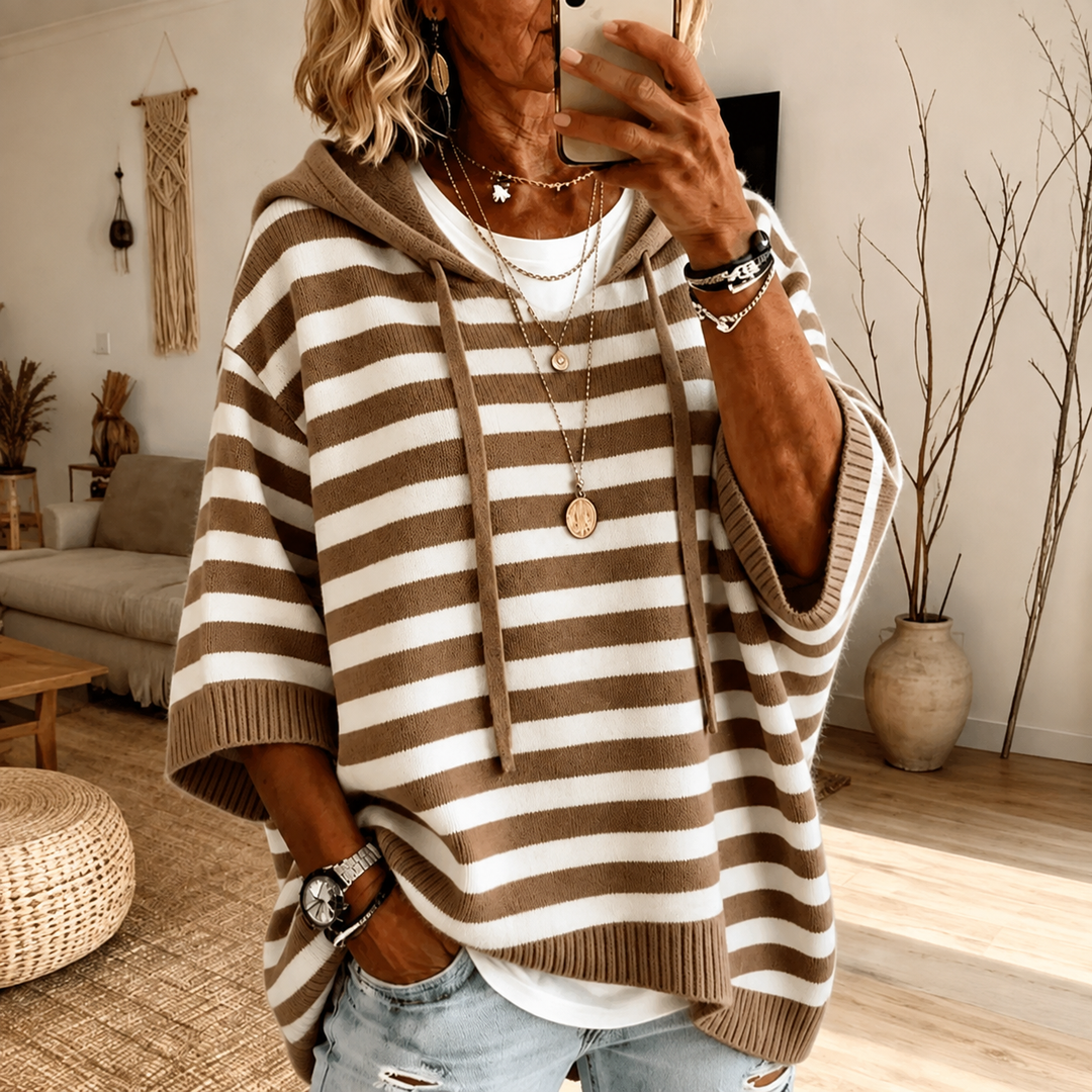 Eleonora | Relaxed Hooded Striped Poncho