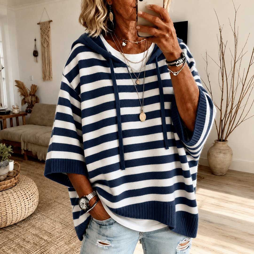 Adelaide | Relaxed Hooded Striped Poncho
