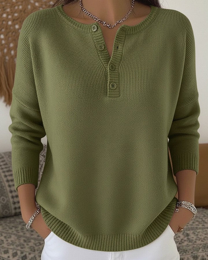 Fabienne | Button-Placket Knit Sweater