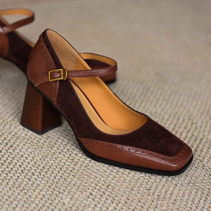 Emilia | Square-Toe Block Heel Pumps