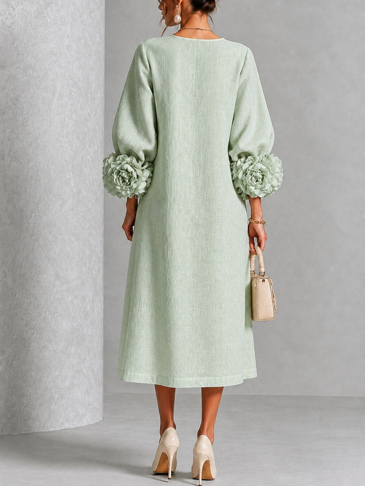 Sienna | Floral-Cuff Midi Dress