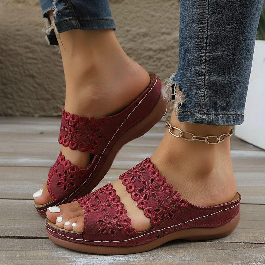 Jocelyn | Floral Cut-Out Slide Sandals