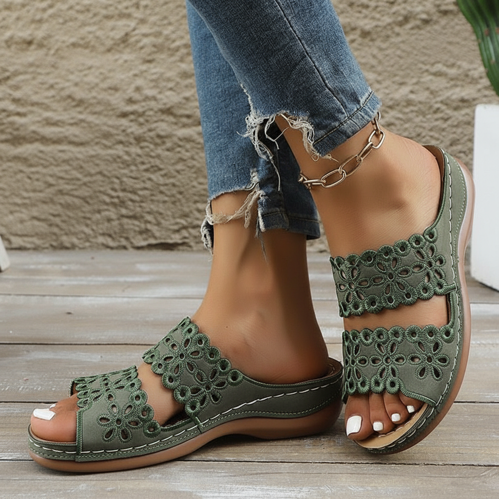 Jocelyn | Floral Cut-Out Slide Sandals