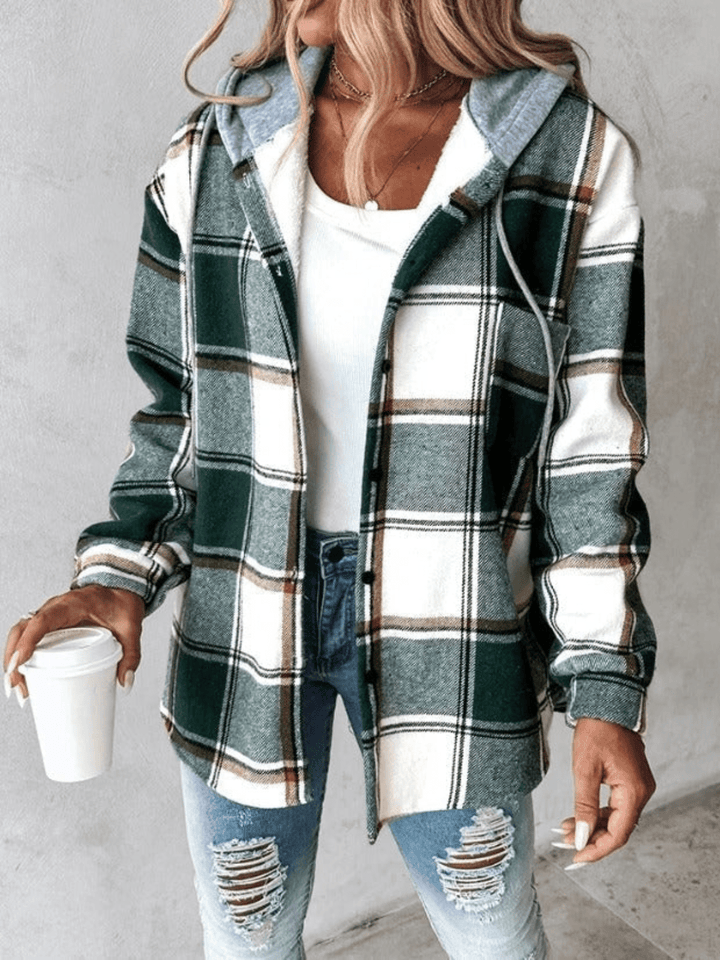 Harlow | Cozy Plaid Hooded Shacket
