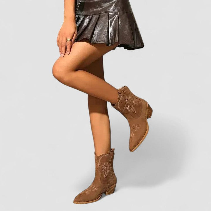 Grace | Embroidered Western Ankle Boots