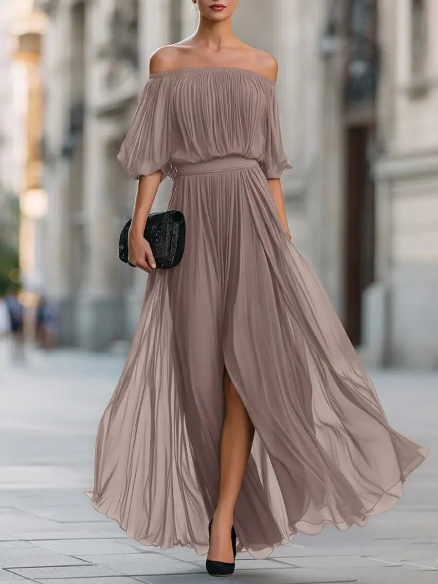 Angelique | Draped Off-Shoulder Maxi Dress