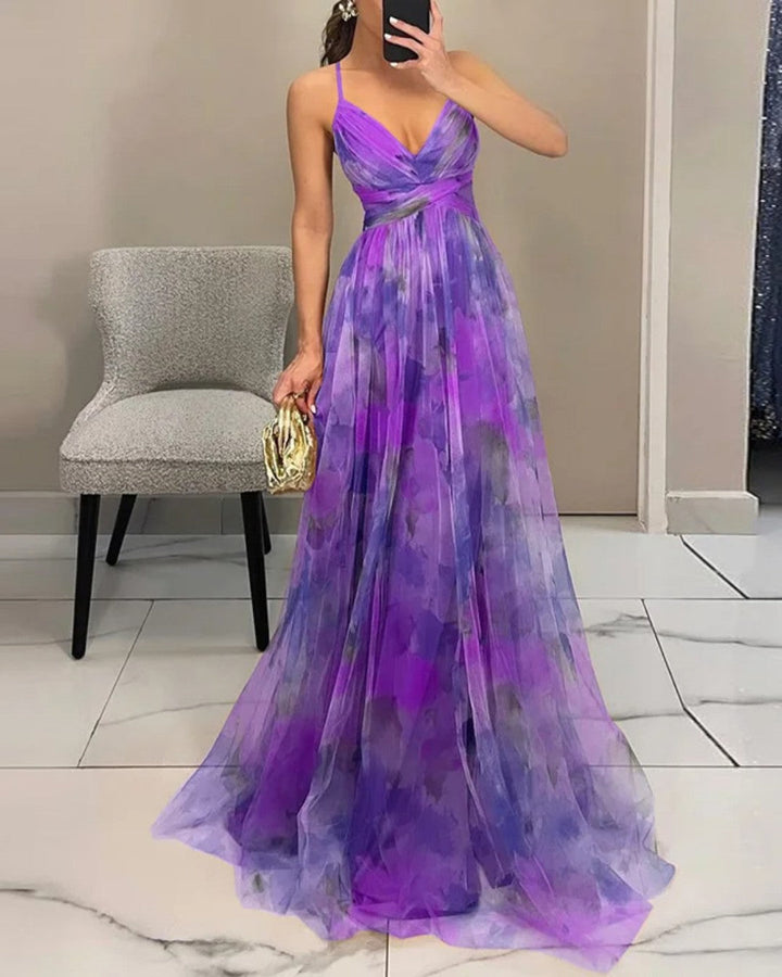 Delphinia | Flowing Watercolour Maxi Dress