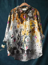 Iona | Painterly Dog Print Blouse