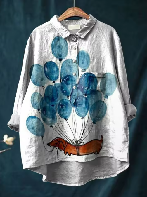 Edwina | Whimsical Balloon-Print Casual Blouse