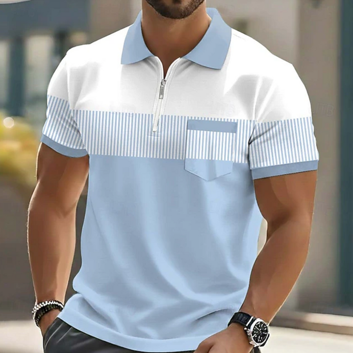 Maurice | Zip-Neck Striped Polo Shirt