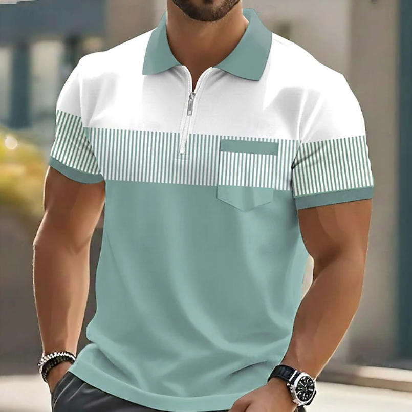 Maurice | Zip-Neck Striped Polo Shirt