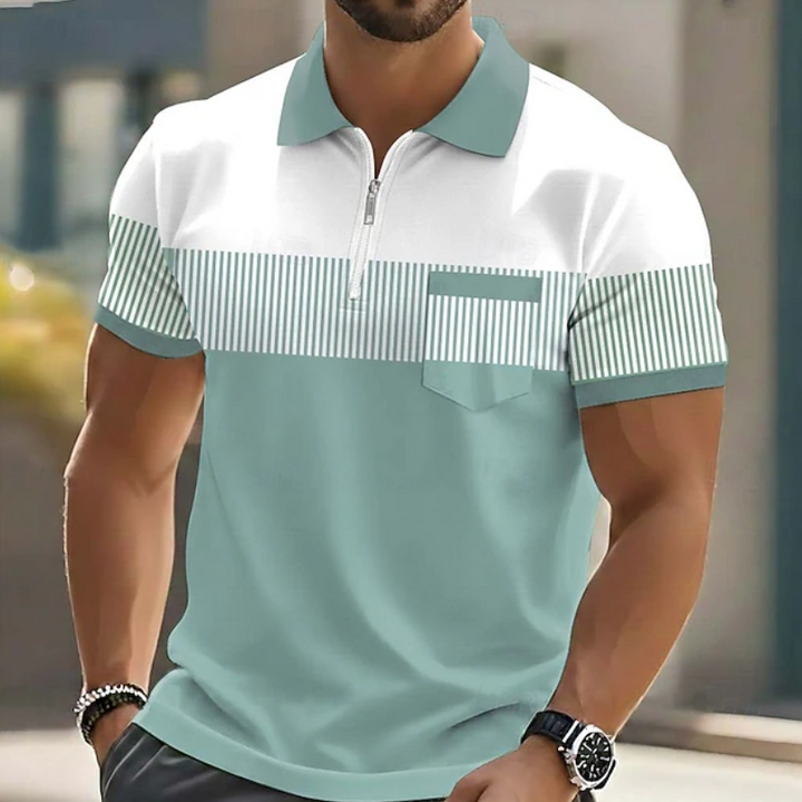 Maurice | Zip-Neck Striped Polo Shirt