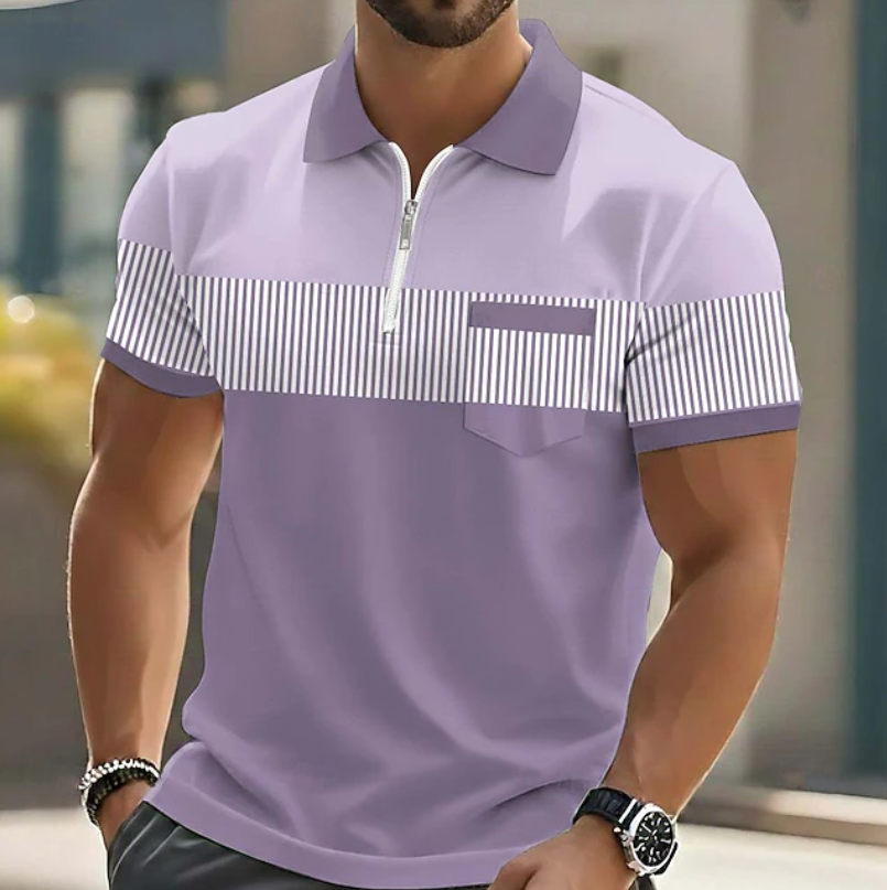 Maurice | Zip-Neck Striped Polo Shirt