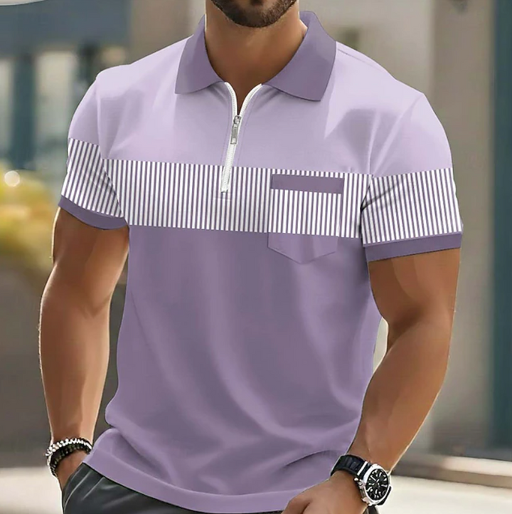 Maurice | Zip-Neck Striped Polo Shirt