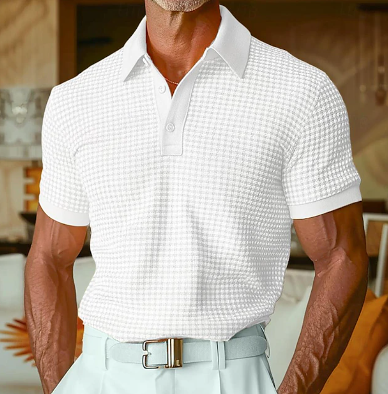 Bernard | Textured Waffle-Knit Polo Shirt