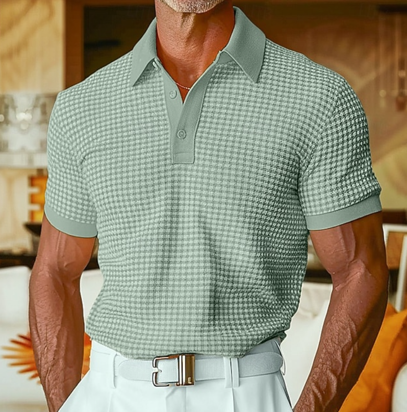 Bernard | Textured Waffle-Knit Polo Shirt