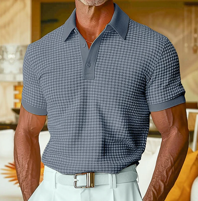 Bernard | Textured Waffle-Knit Polo Shirt