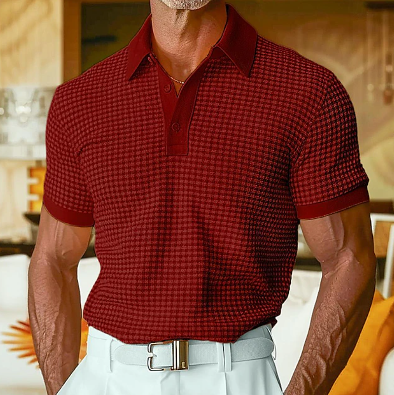 Bernard | Textured Waffle-Knit Polo Shirt