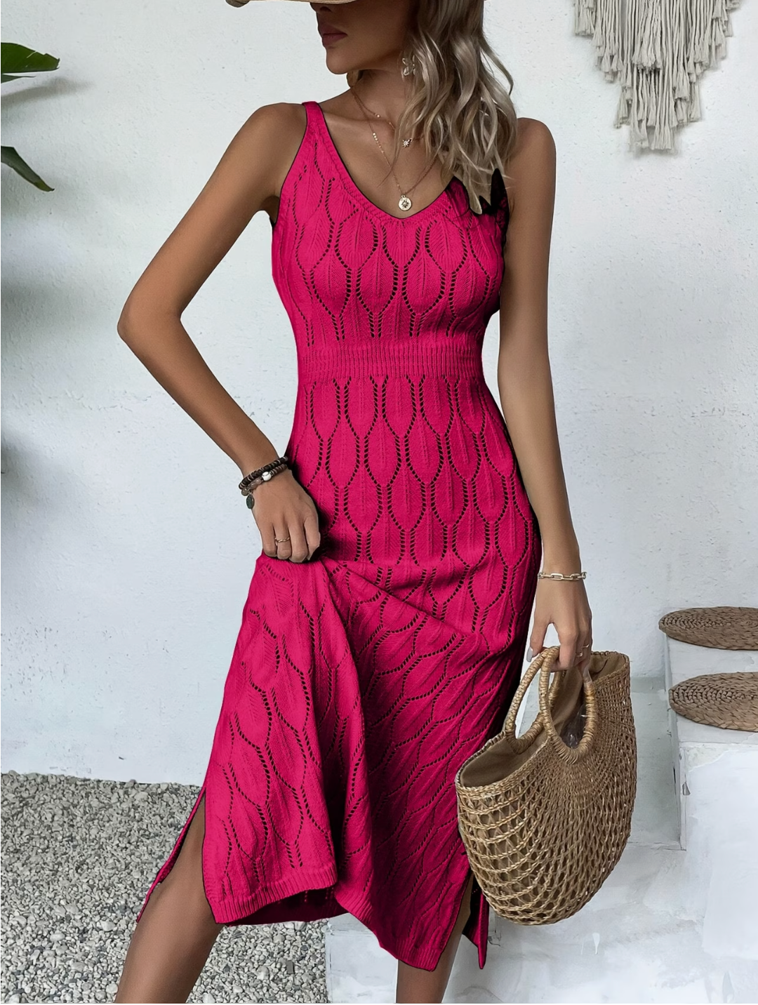 Aurora Lane | Sleeveless Pointelle Maxi Dress