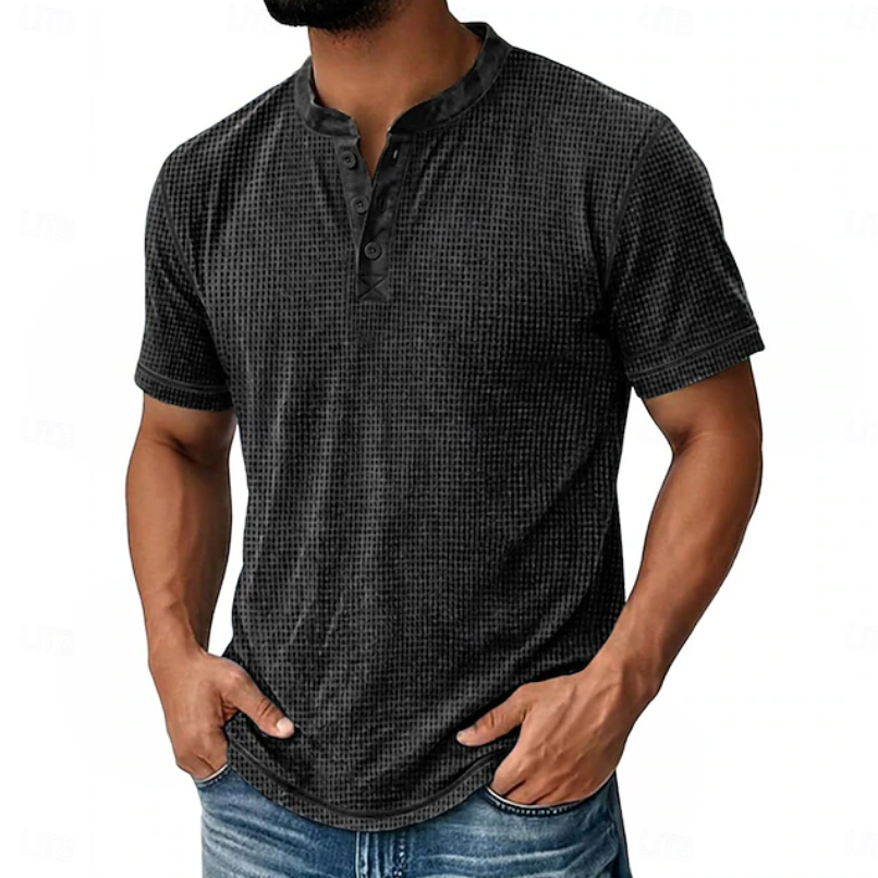Wade | Textured Short-Sleeve Henley