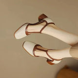 Elinor | Elegant T-Strap Block Heel Pumps