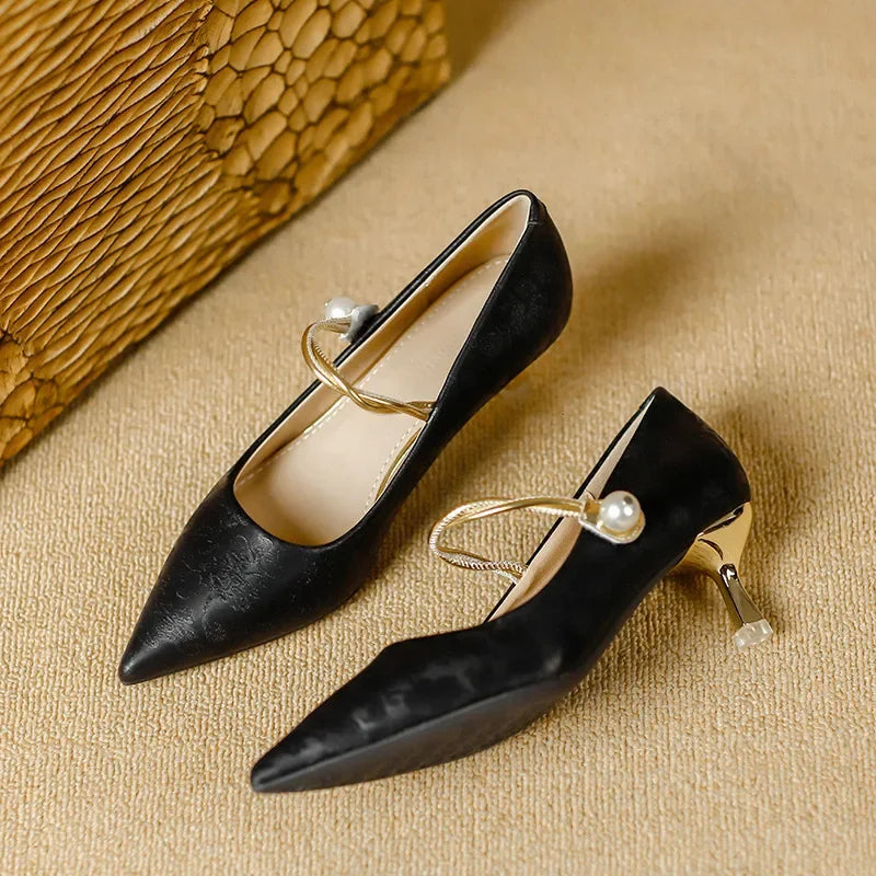 Eugenie | Pointed-Toe Pearl Heels