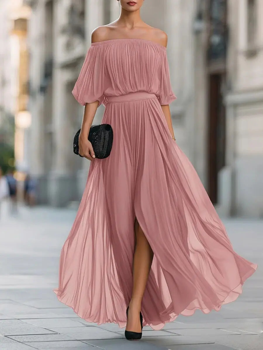 Angelique | Draped Off-Shoulder Maxi Dress