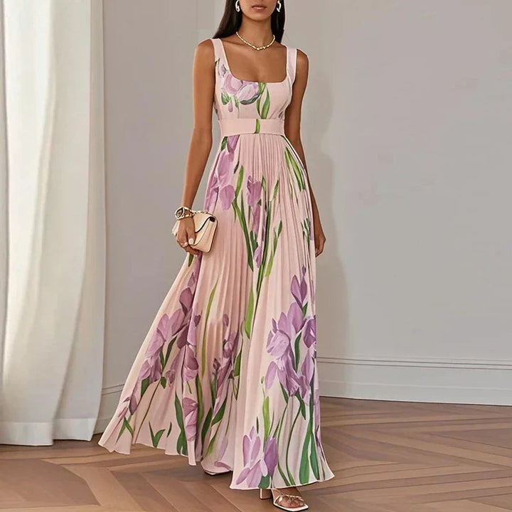 Evangeline | Floral Pleated Maxi Dress