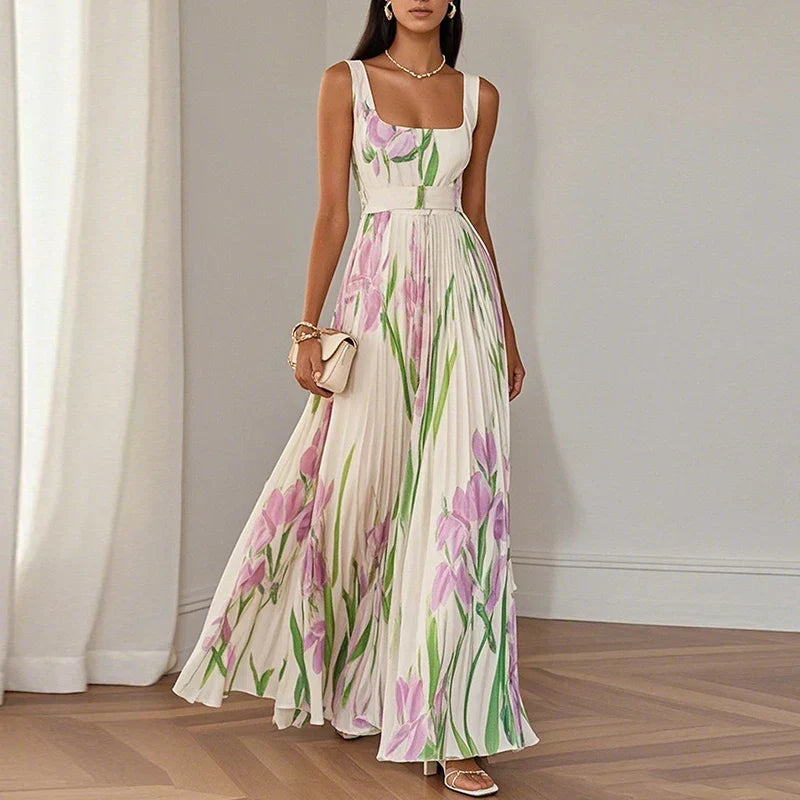 Lucienne | Blooming Pleated Maxi Dress