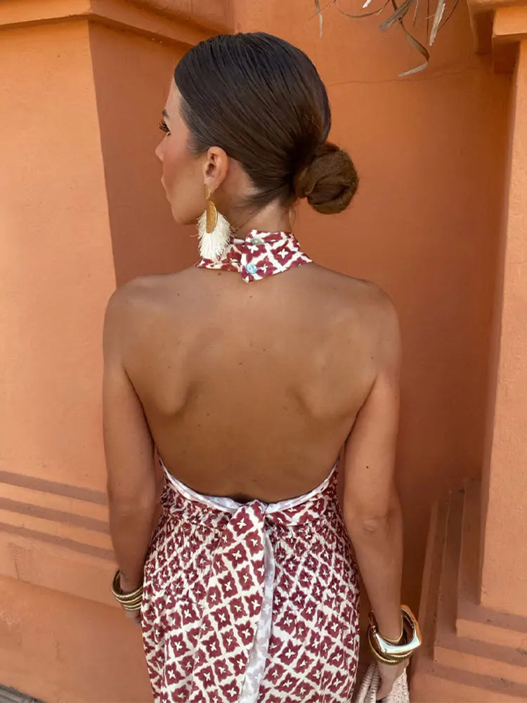 Hannah | Women's Halter Neck Printed Two-Piece Set