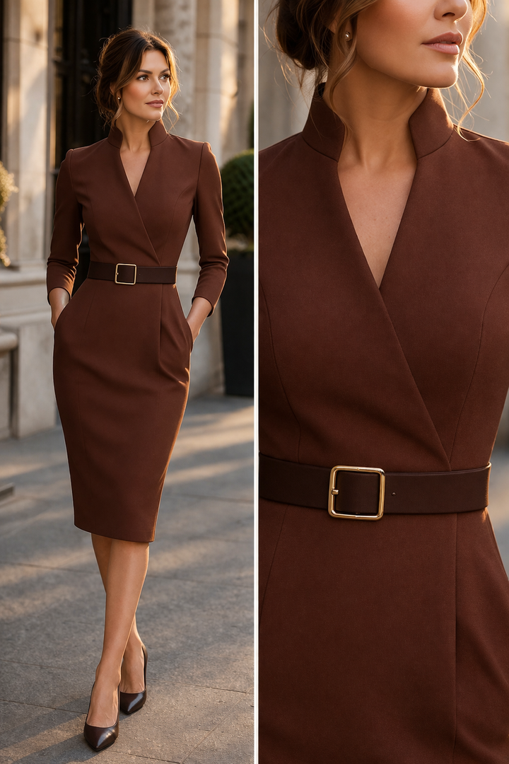 Francesca | Belted Wrap Midi Dress