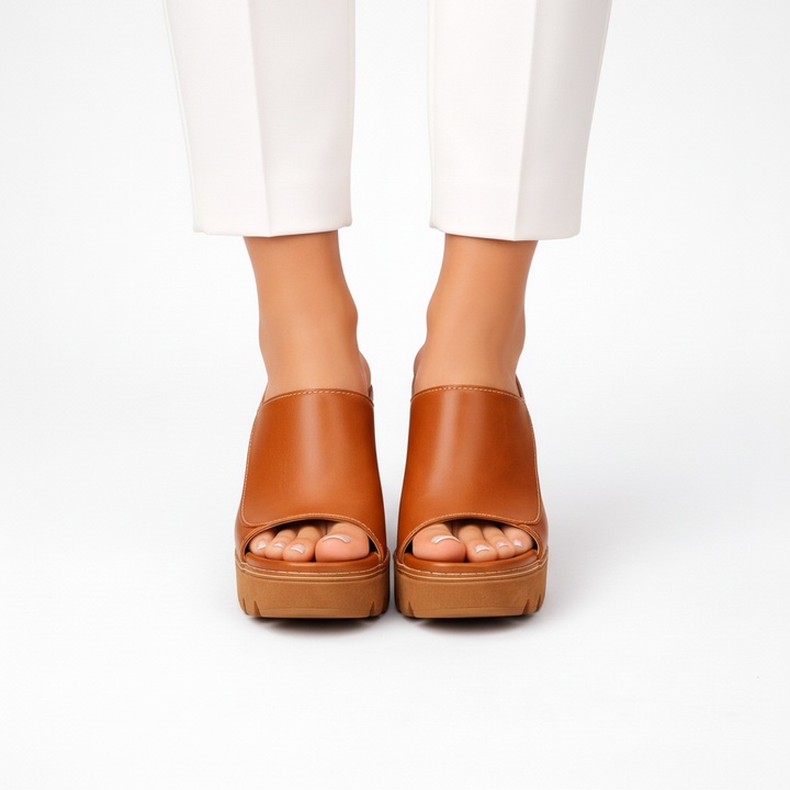 Hattie | Chunky Platform Heeled Mules