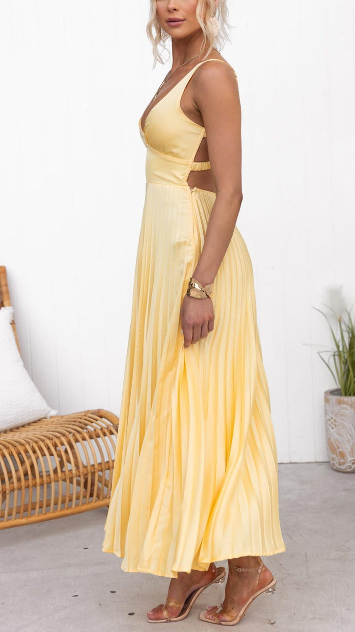 Arabella | Pleated V-Neck Maxi Dress