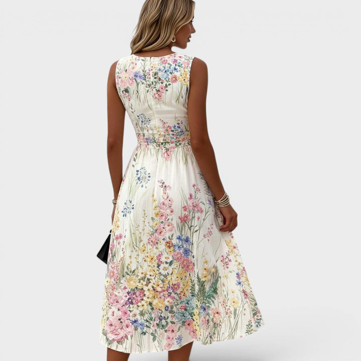 Rosina | Sleeveless Floral Midi Dress
