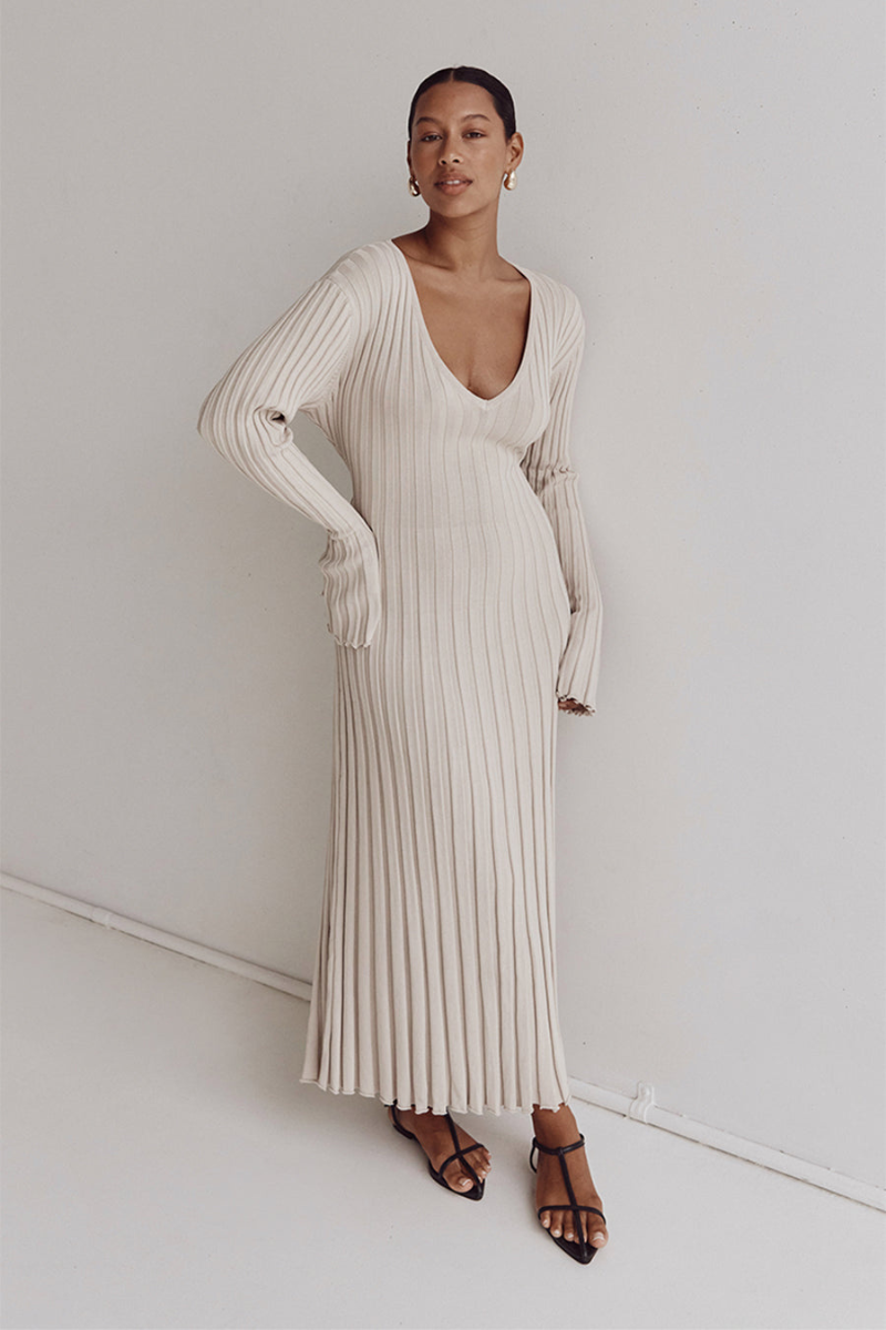 Freya | Elegant Ribbed Midi Dress