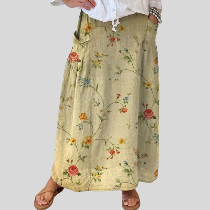 Marguerite | Retro Floral A-Line Skirt
