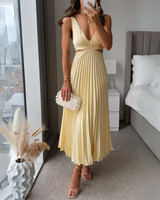 Eliana | Pleated Cutout Maxi Dress