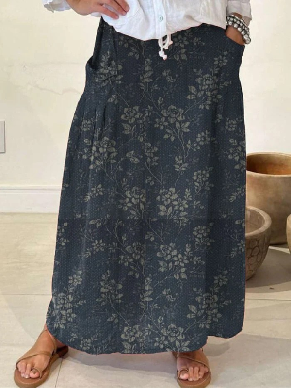 Isobel | Floral Elastic-Waist Maxi Skirt