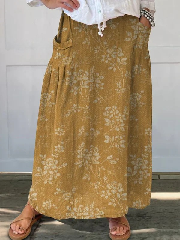 Isobel | Floral Elastic-Waist Maxi Skirt
