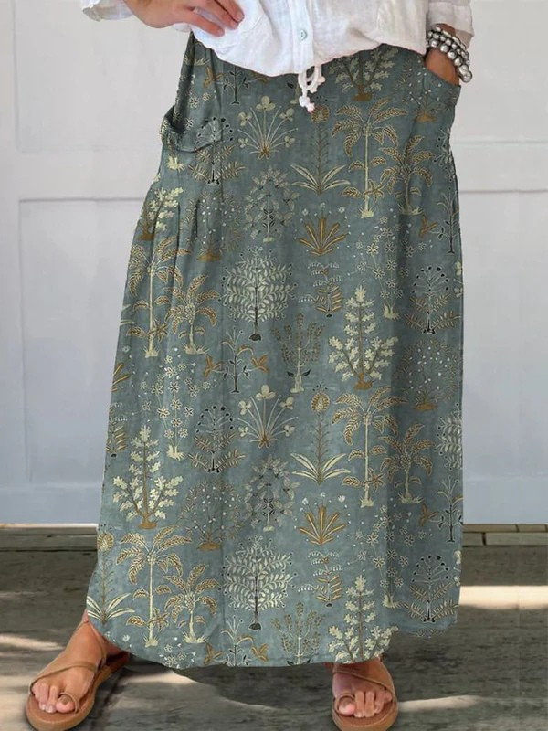 Marlene | Botanical Print Maxi Skirt