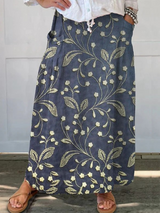 Elaina | Floral Garden Elastic-Waist Maxi Skirt