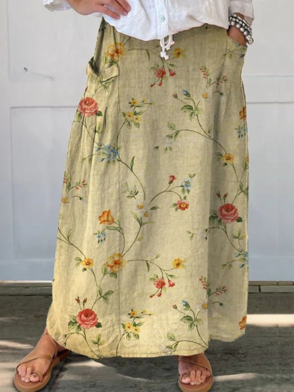 Marguerite | Retro Floral A-Line Skirt