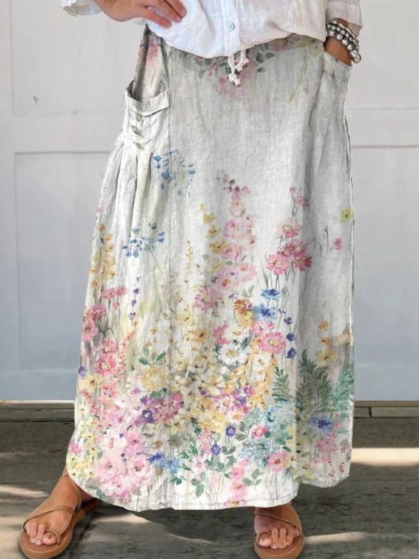 Marguerite | Retro Floral A-Line Skirt