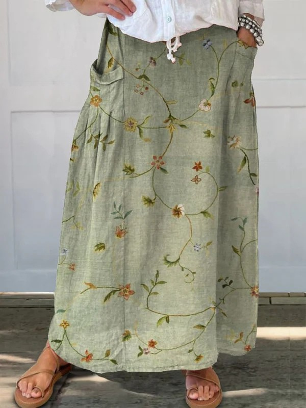Marcella | Botanical Print Maxi Skirt